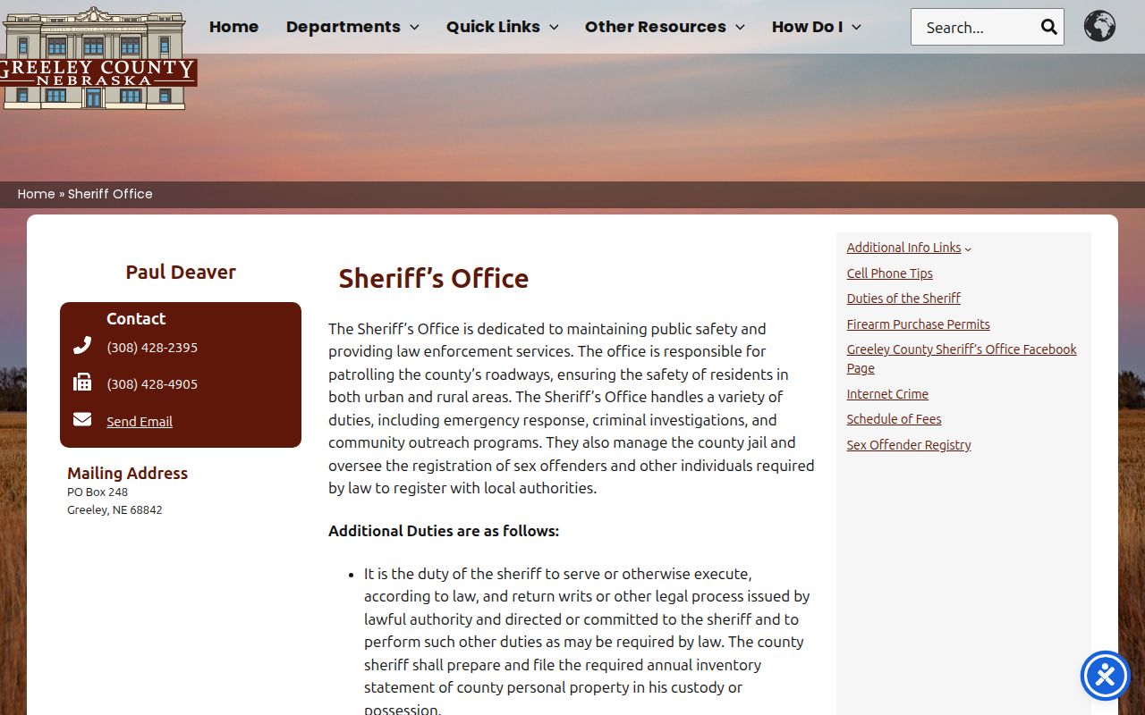 Greeley County most wanted research Sheriff office